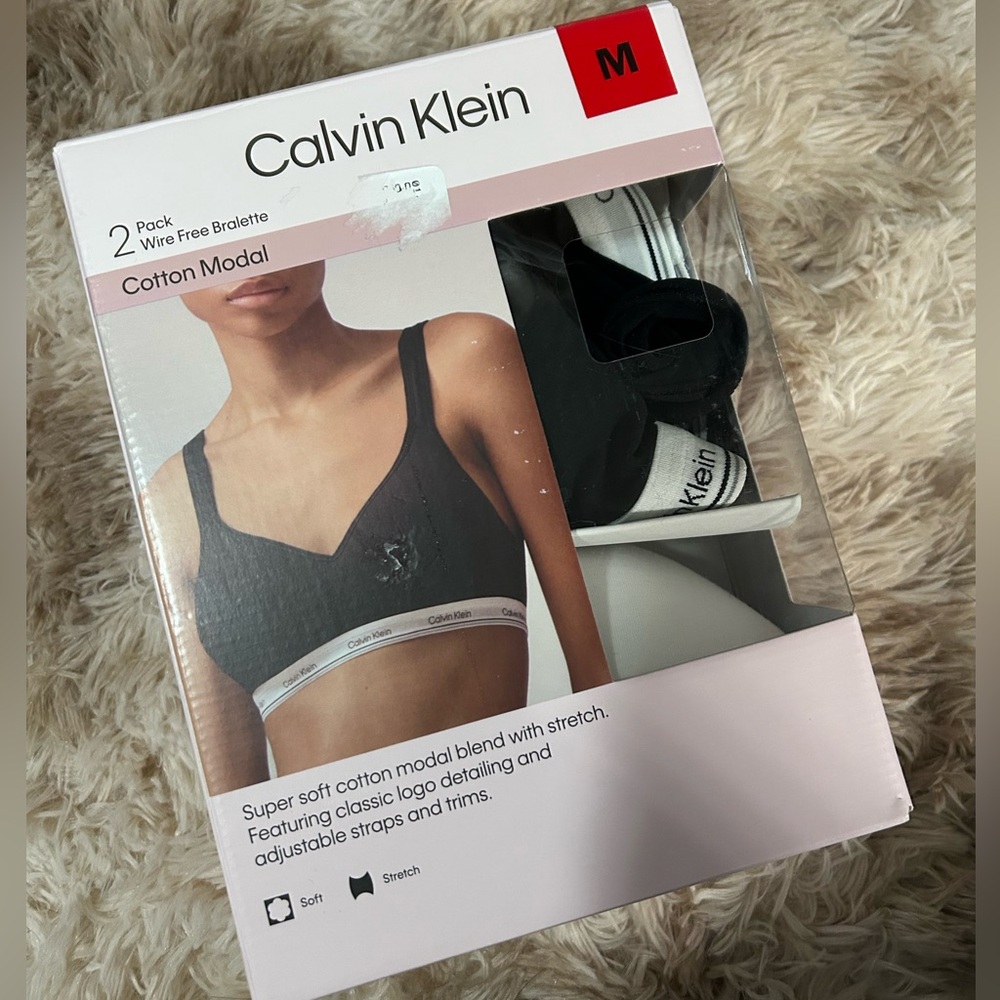 Calvin Klein - 2 pack Wire Free Bralette - Cotton Modal - black & white NEW